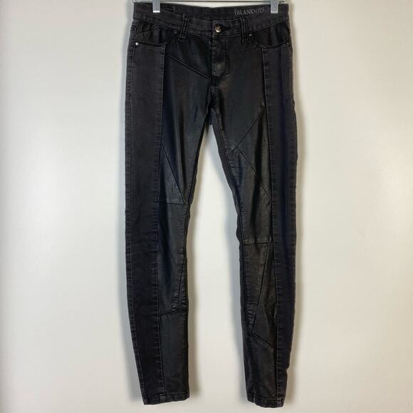 BLANKNYC CRUNCHY LICORICE SKINNY FAUX LEATHER JEANS SIZE 27 - Picture 3 of 12